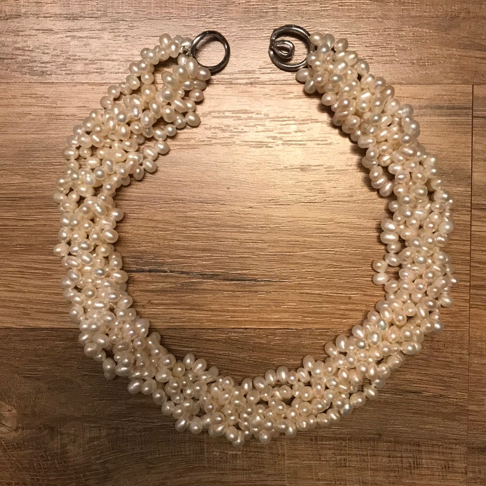 Waterdrop shape freshwater pearl 6 layer necklace